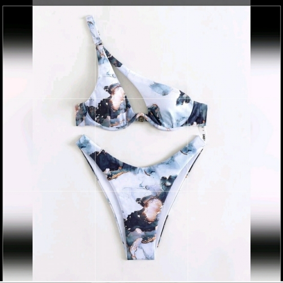 Marble one shoulder bikini - Picture 2 of 3